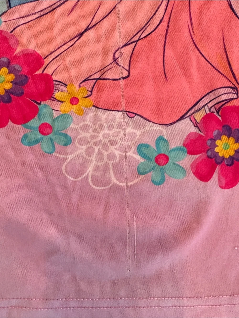 Disney Girls' Pink Princess Pajama Tops - 2pc Set